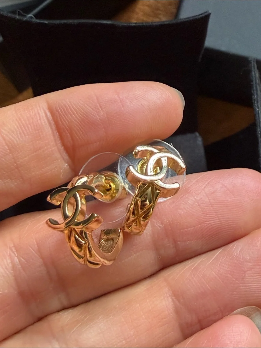 CHANEL Gold Hoop CC Emblem Earrings - Picture 7 of 8